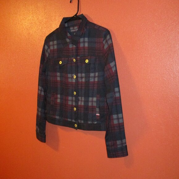 Tommy Hilfiger NEW Woman Small Petite Black Red Button Up Long Sleeve Jacket - Picture 3 of 11